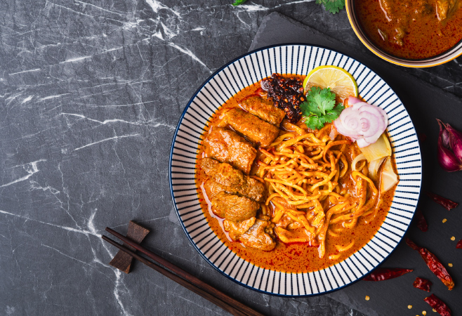 African cuisine includes stews, grilled meats, and curries