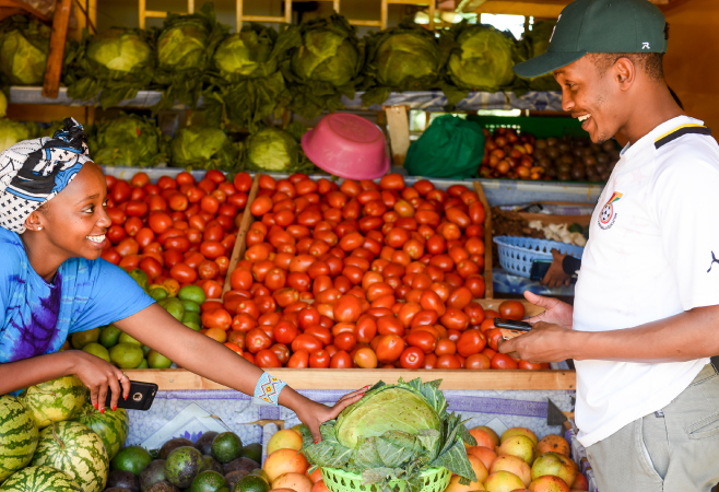  The market includes sellers of a wide range of goods, including food and clothing