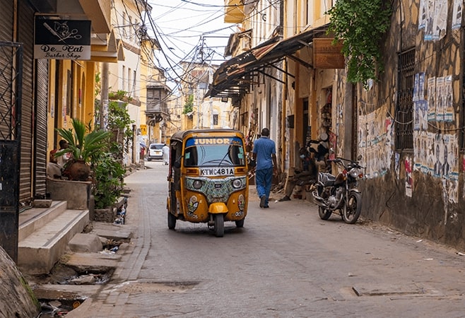 Old Town in Mombasa a historical neighborhood known for narrow streets and diverse culture and for shopping for unique artifacts. Old Town in Mombasa a historical neighborhood known for narrow streets and diverse culture and for shopping for unique artifacts.