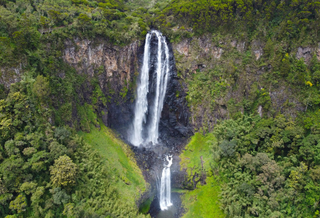 Aberdare National Park is well-known for its 300m-high waterfalls , mountainous terrain, misty tropical forests and rich trekking as for its wealth of wildlife.