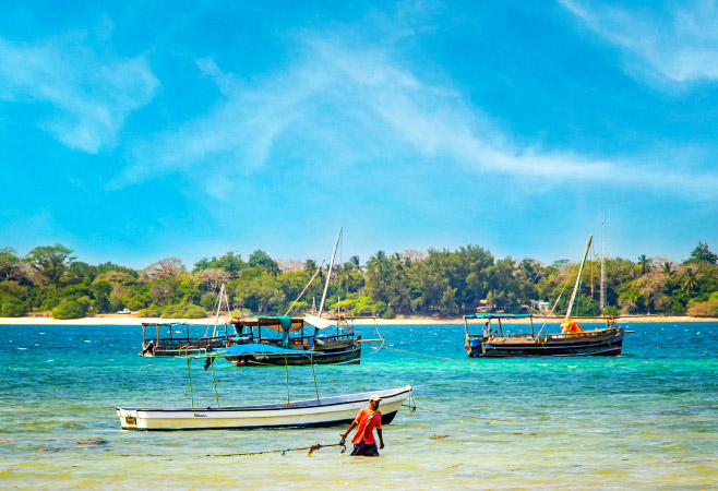 Wasini Island is part of the Kisite-Mpunguti Marine National Park, which is known for Kenya safari tours, its coral reefs, and diverse marine life.