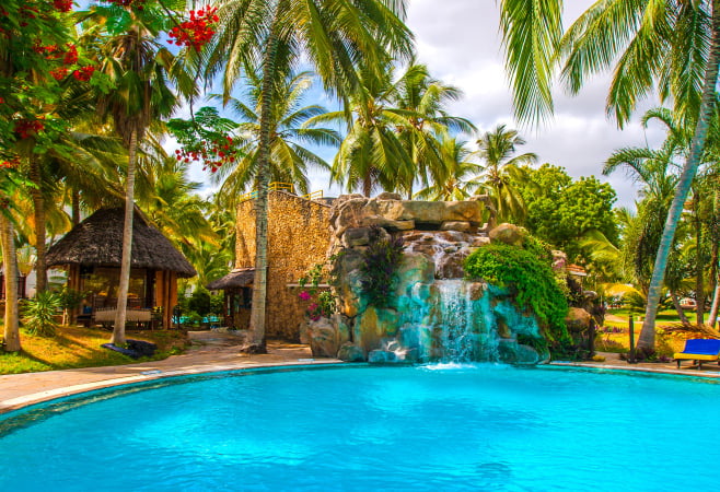 Nyali is renowned for its high tourist potential , as its water is very calm, the accommodation facilities and its white sand beaches and sea that is loved by the divers